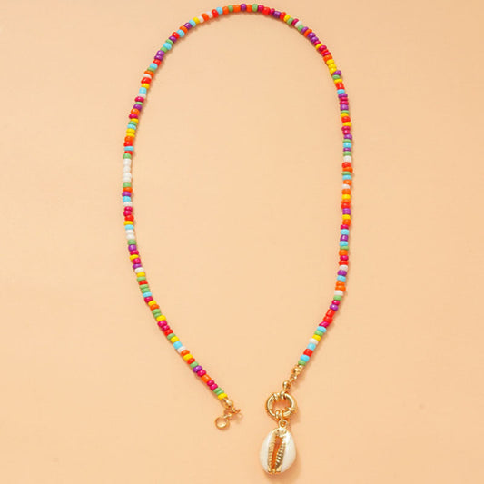 Rice Bead Shell Pendant Necklace