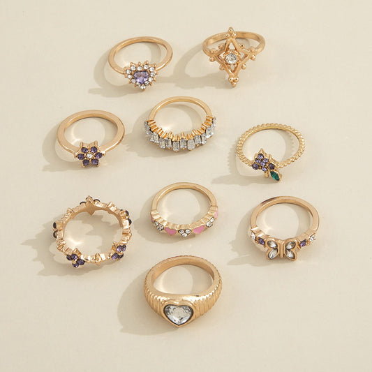 Purple Diamond Grape Flower Ring