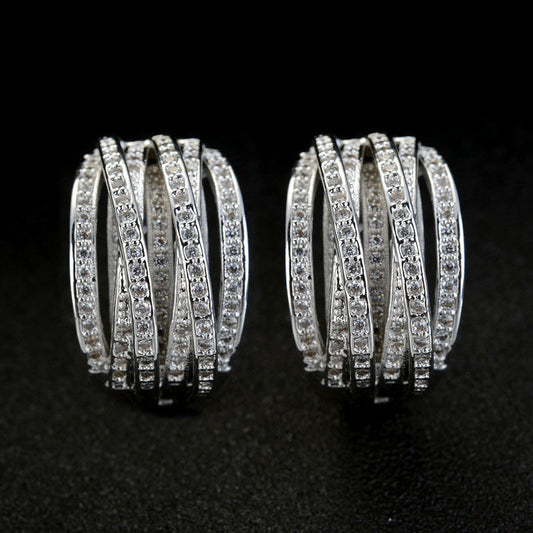 Line Ear Clip Cross Elegant Earrings