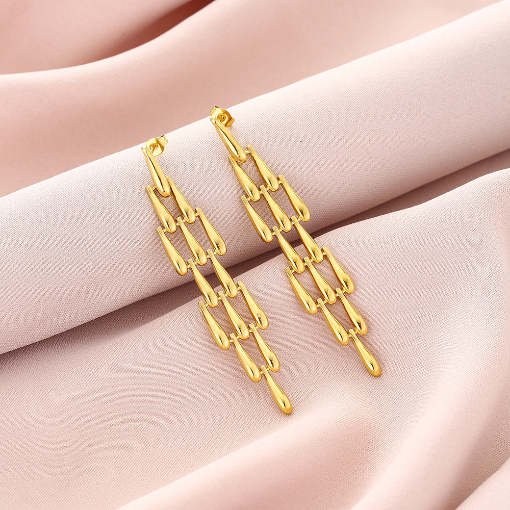 Irregular Long Tassel Waterdrop Earrings
