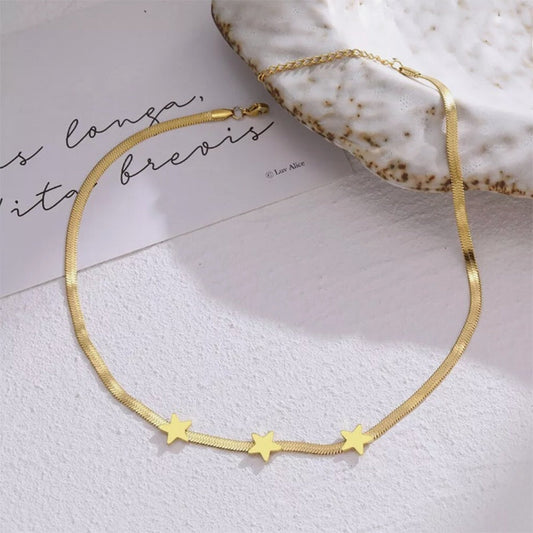 Blade Snake Chains Stars Necklace