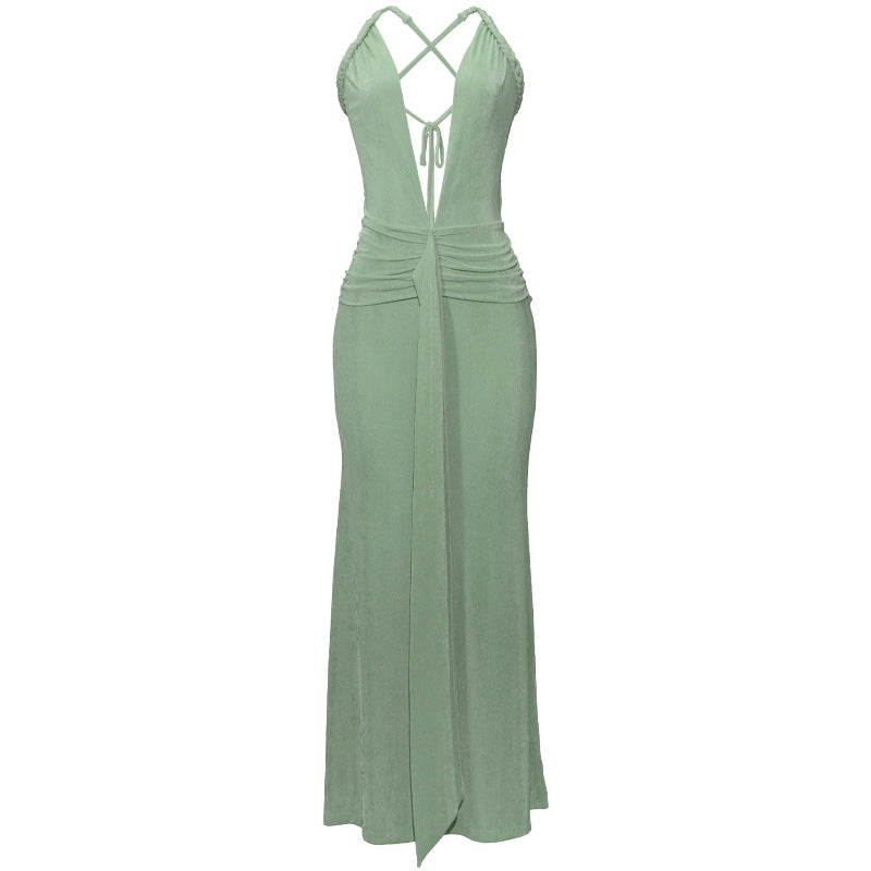 Draped Design Waist-cinching Dress