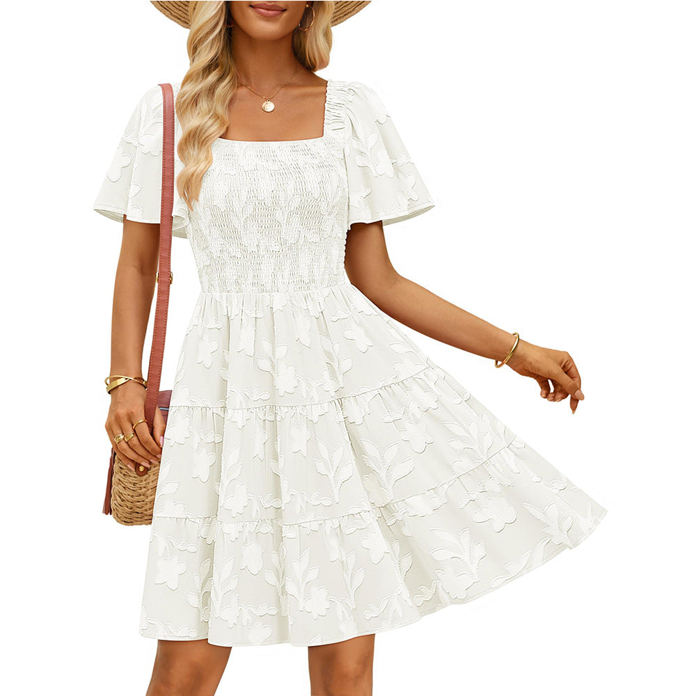 Square-neck Flowy Floral Dress