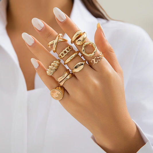 Ins Style Twist Hollow Cross Chain Ring