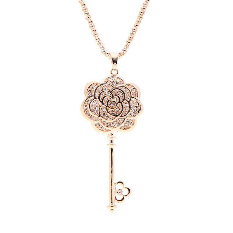 Crystal Long Sweater Chain Necklace