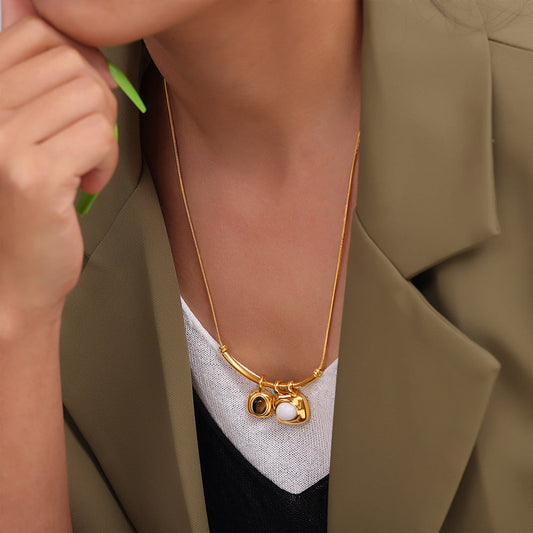 Retro Two-Tone Asymmetrical Necklace
