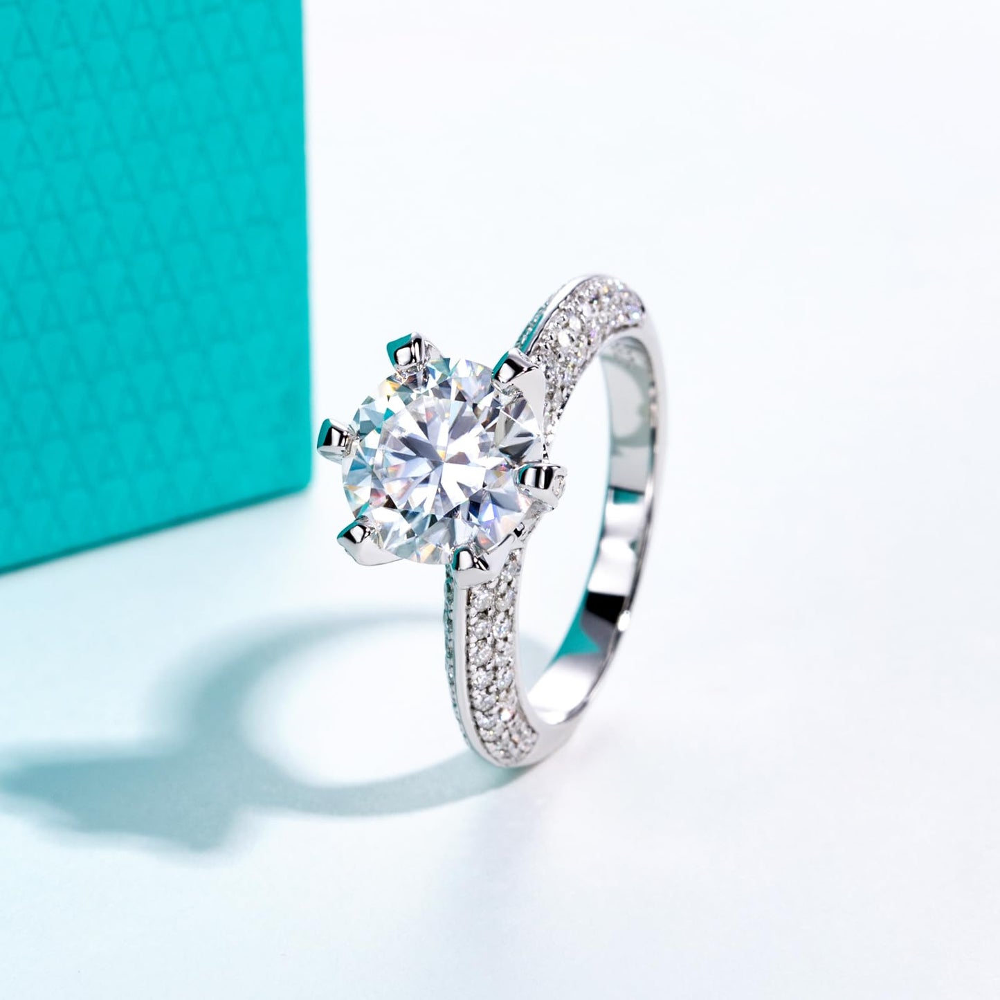 Moissanite Ring For Women 3.692cttw 3CT Center Stone D Color VVS1 925 Sterling Silver Elegant Engagement Wedding Promise Anniversary Rings