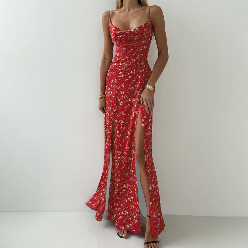 High Waist Slit Off-neck Dress