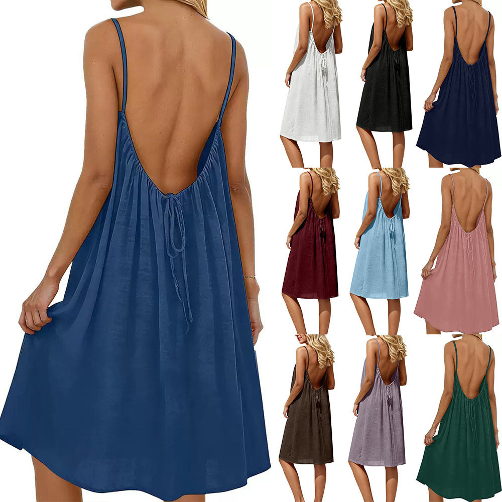 Spaghetti Strap Backless Dress
