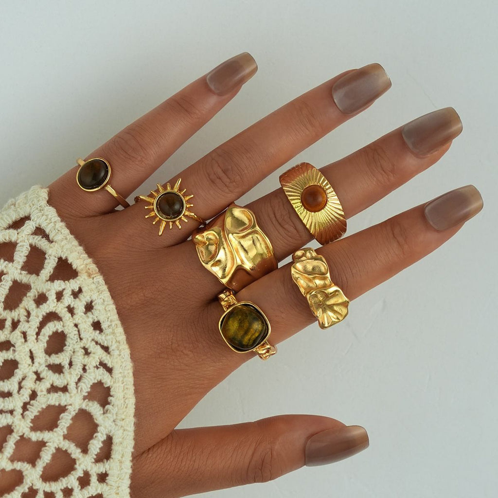 Eye Stone Open-End Ring Set
