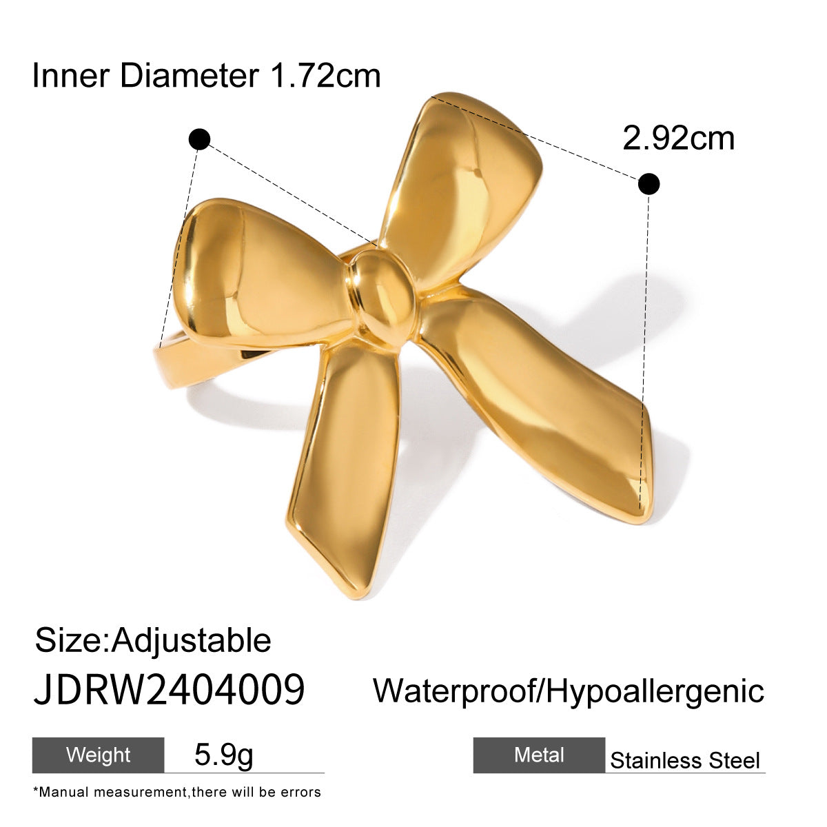 Five Petal Flower Bow Ring
