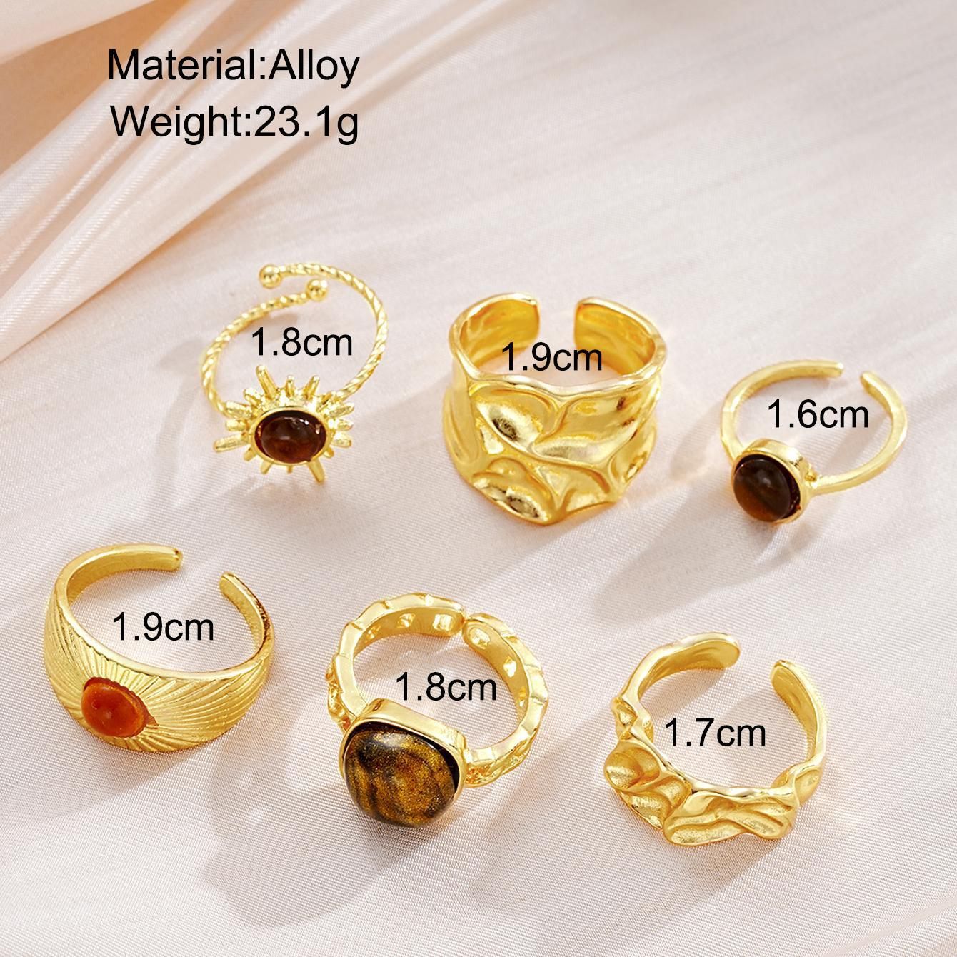 Eye Stone Open-End Ring Set