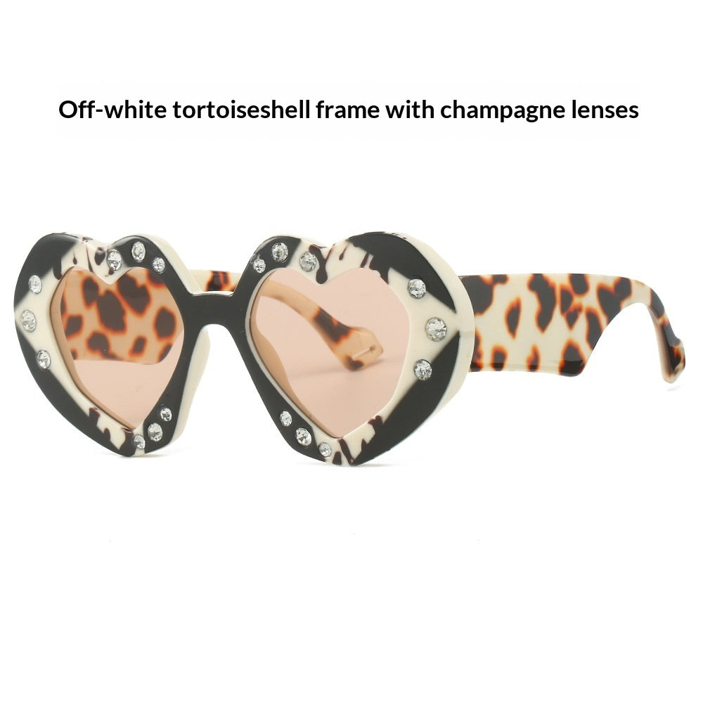 Diamond-Encrusted Heart-Shaped Sunglasses