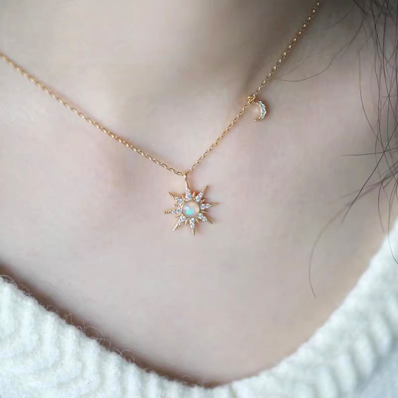 Sparkling Eight-Point Star Zircon Necklace