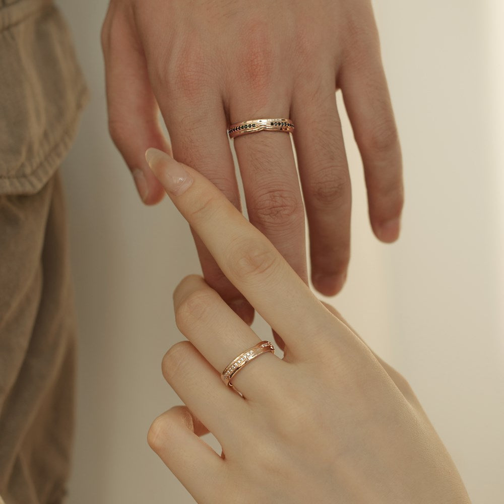 Sterling Silver Ring For Men And Women Couple Rings Design Zircon Inlaid Couple's Ring