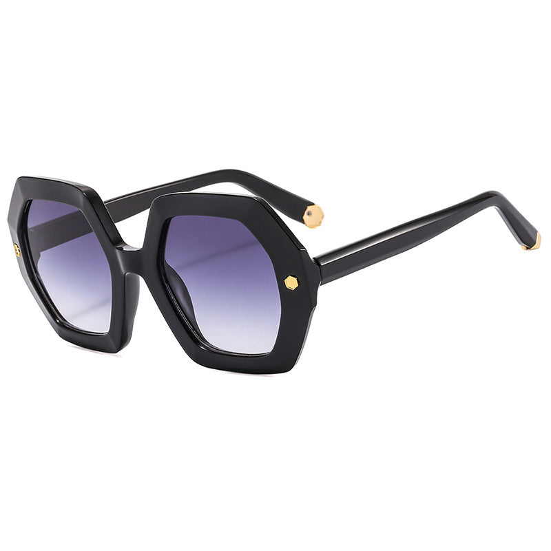 Irregular With Personality Hexagonal Rivet Sunglasses