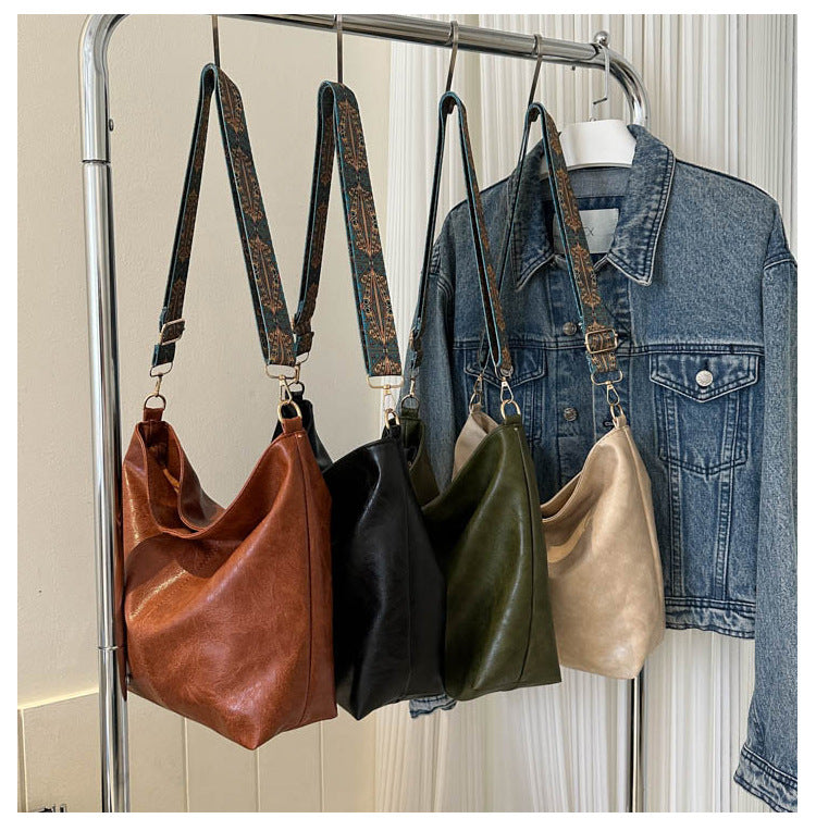 Ethnic Style Wide Shoulder Strap Handbag