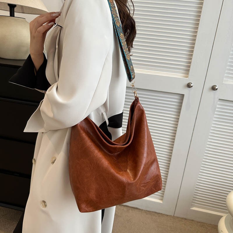 Ethnic Style Wide Shoulder Strap Handbag