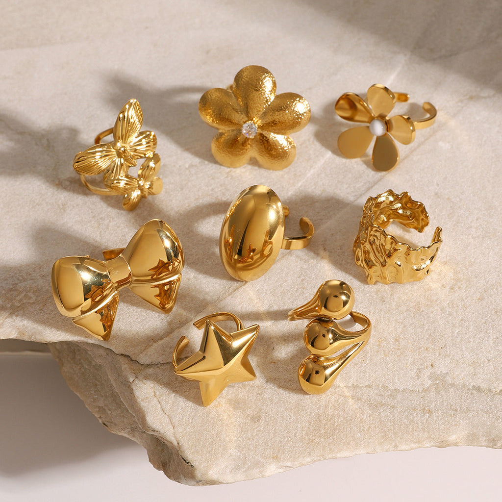 Five Petal Flower Bow Ring