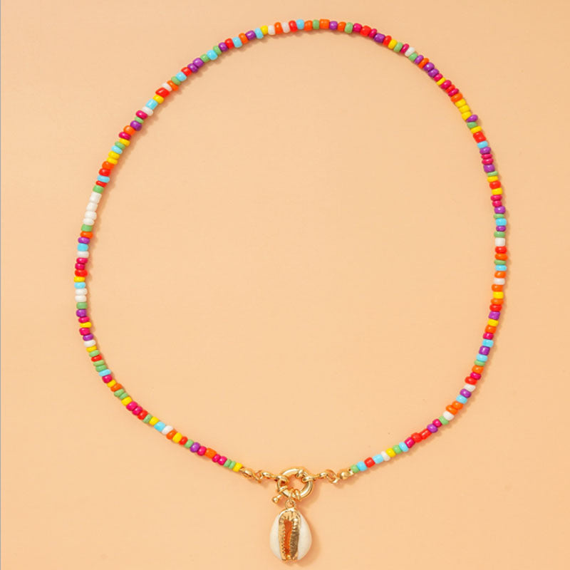 Rice Bead Shell Pendant Necklace