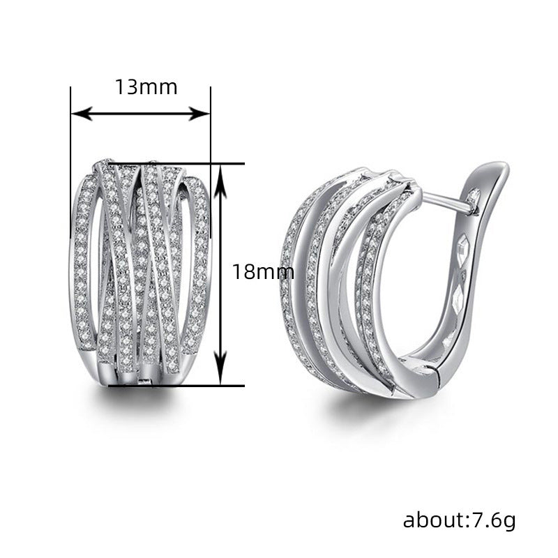 Line Ear Clip Cross Elegant Earrings