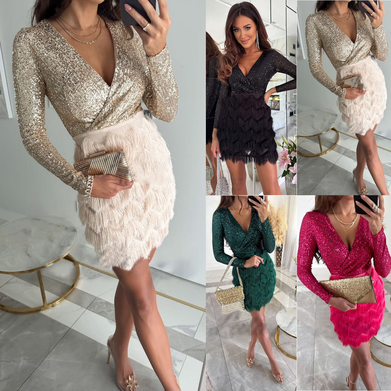 Party Sequins Multicolor Dress