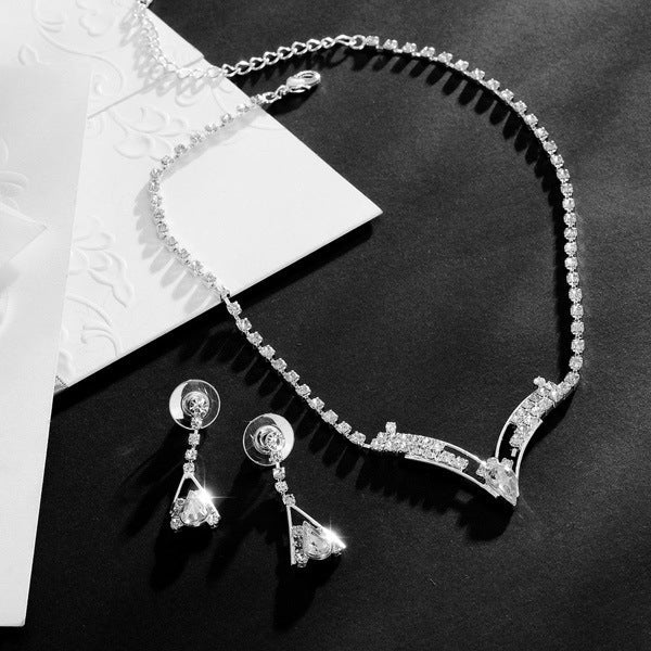 Water drop, bride necklace, earring set