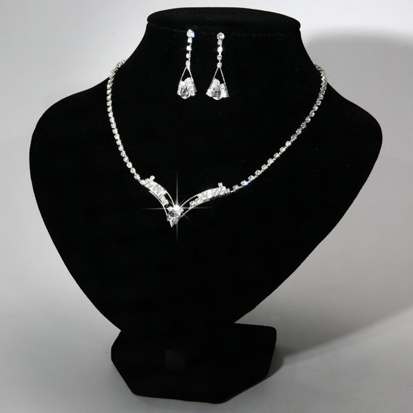 Water drop, bride necklace, earring set