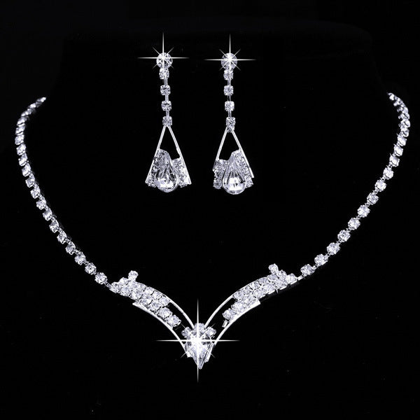 Water drop, bride necklace, earring set