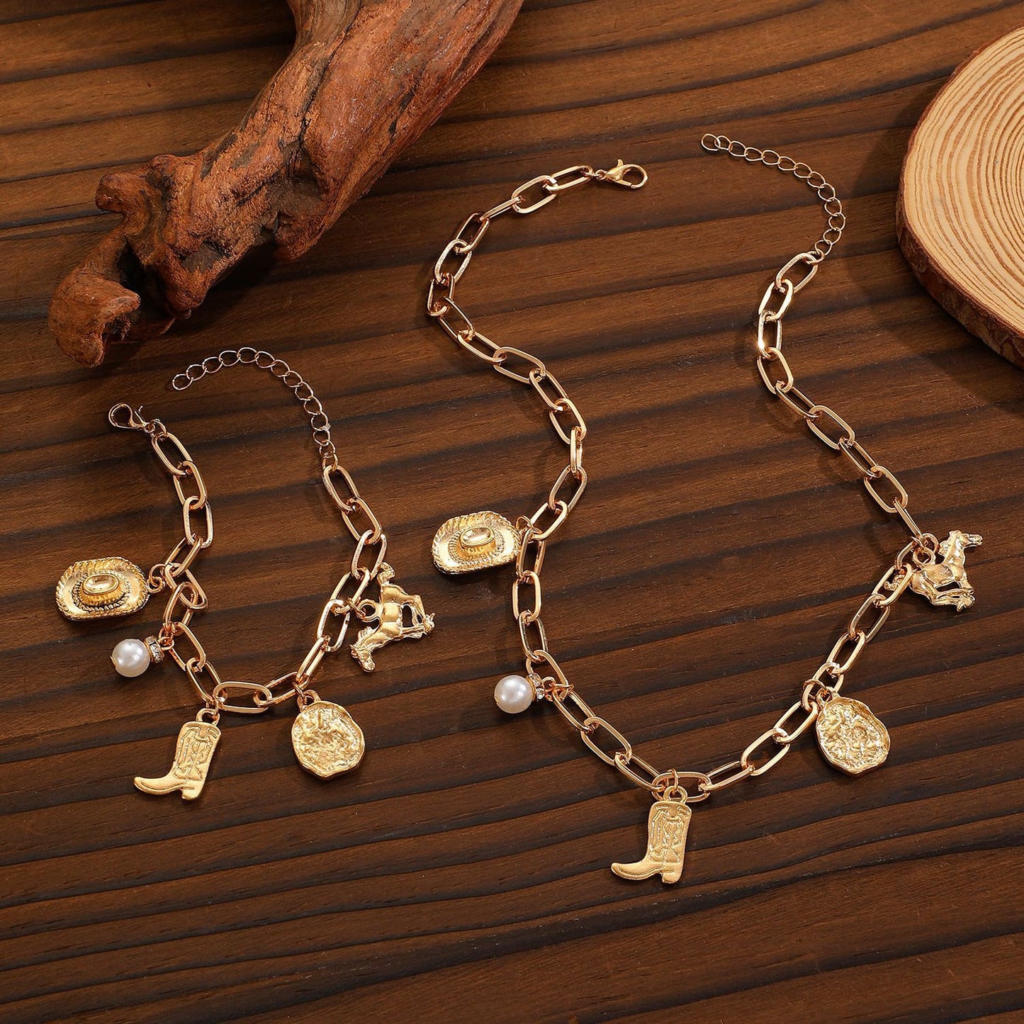 Ethnic-style Cowboy Hat Boots Necklace