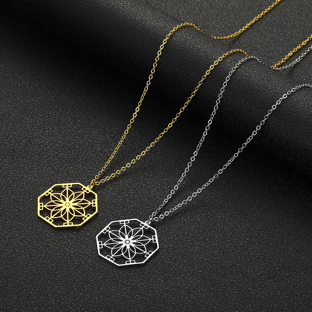 Mandala Flower Pendant Necklace