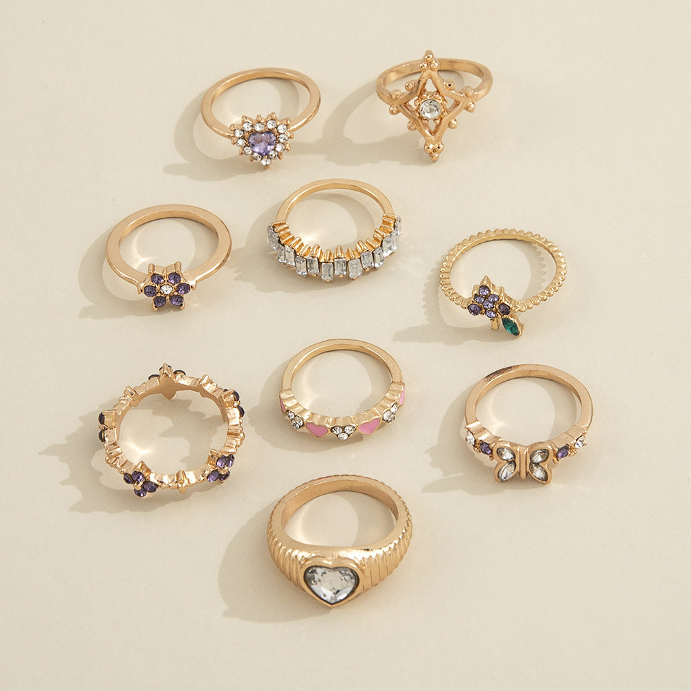 Purple Diamond Grape Flower Ring