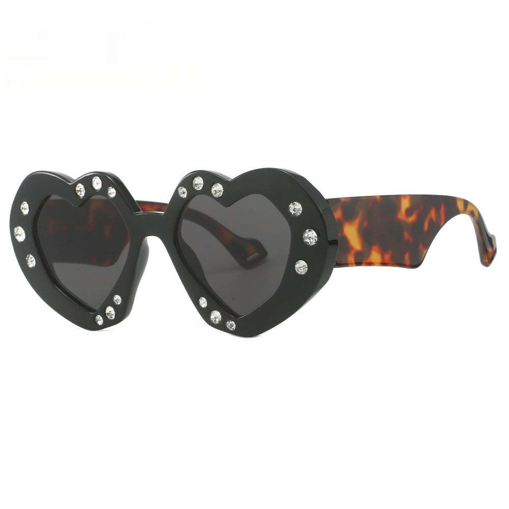 Diamond-Encrusted Heart-Shaped Sunglasses