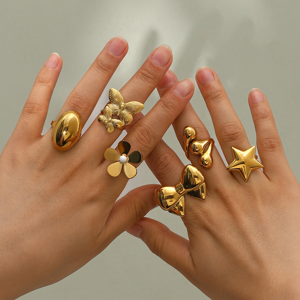 Five Petal Flower Bow Ring