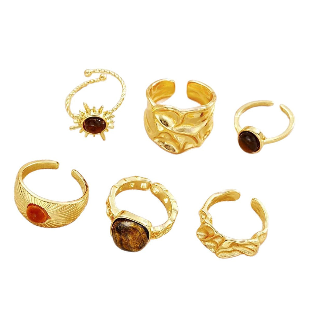 Eye Stone Open-End Ring Set