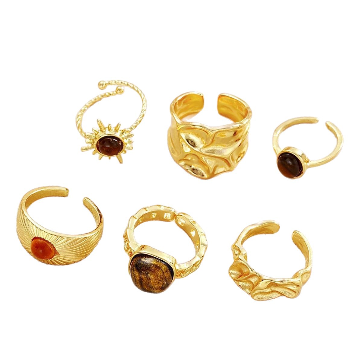Eye Stone Open-End Ring Set