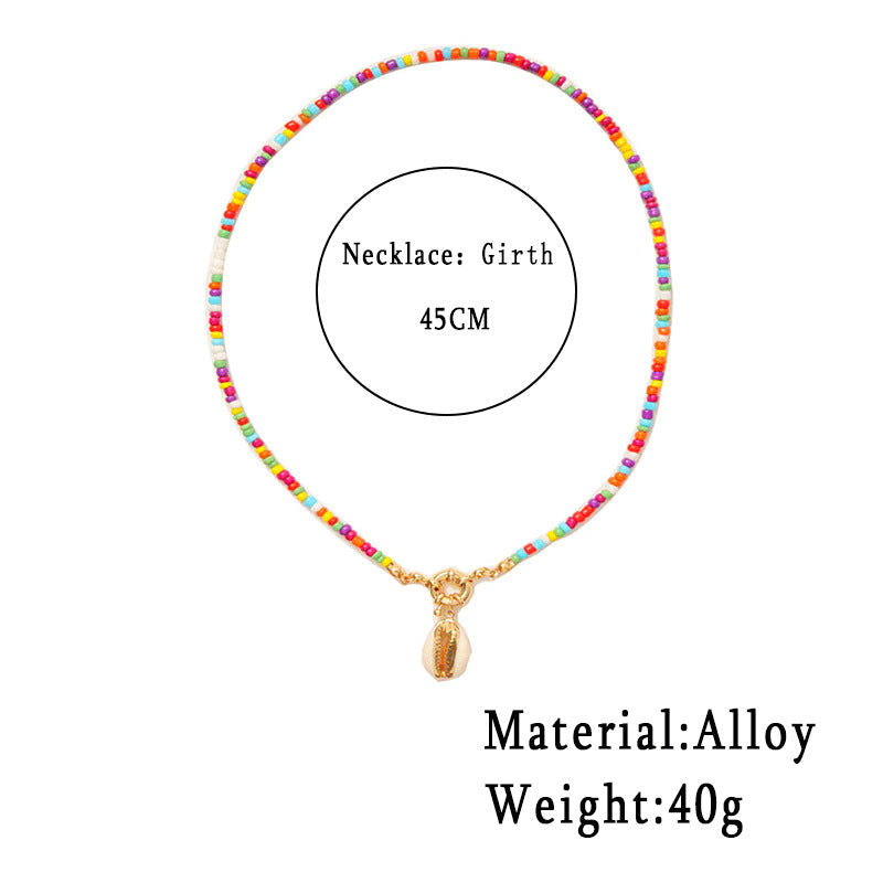 Rice Bead Shell Pendant Necklace