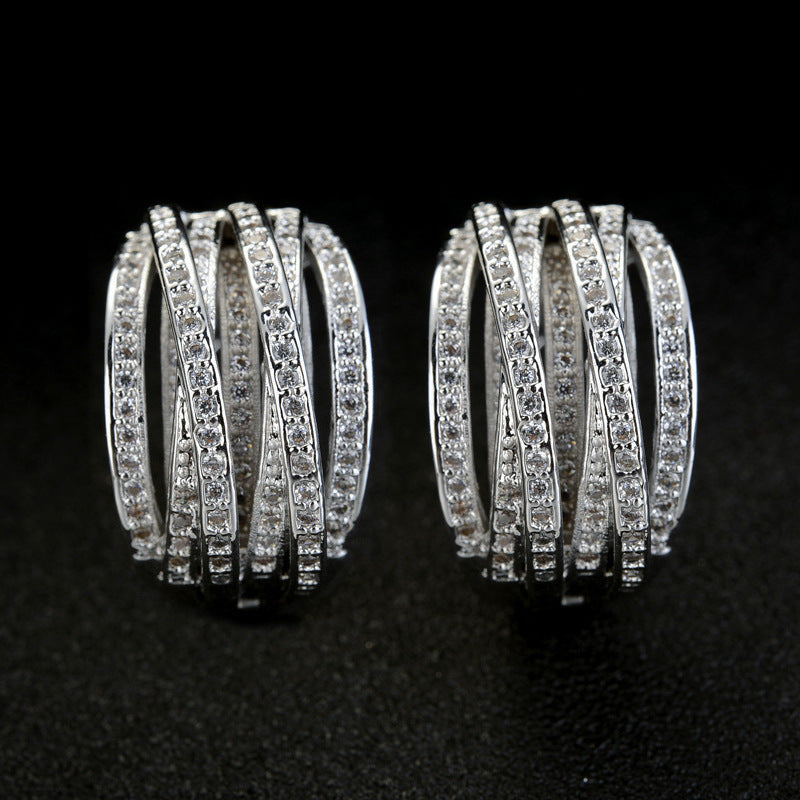 Line Ear Clip Cross Elegant Earrings