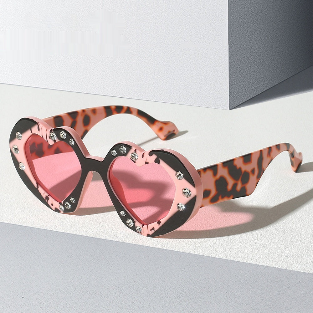 Diamond-Encrusted Heart-Shaped Sunglasses