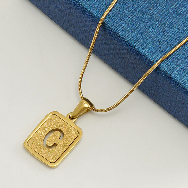 26 Letters Hollow Out Square Necklace