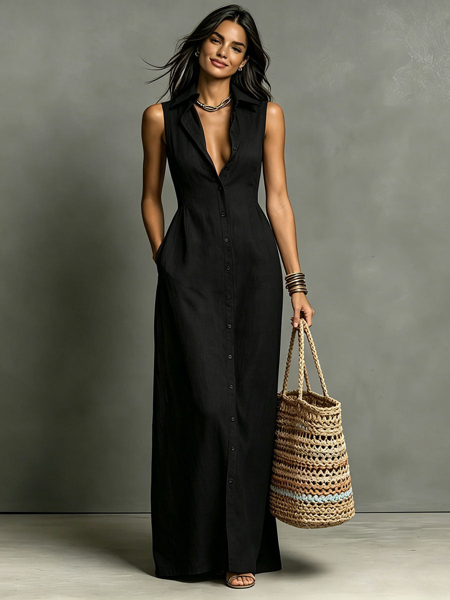 Trinopy Casual Cotton Linen Dress