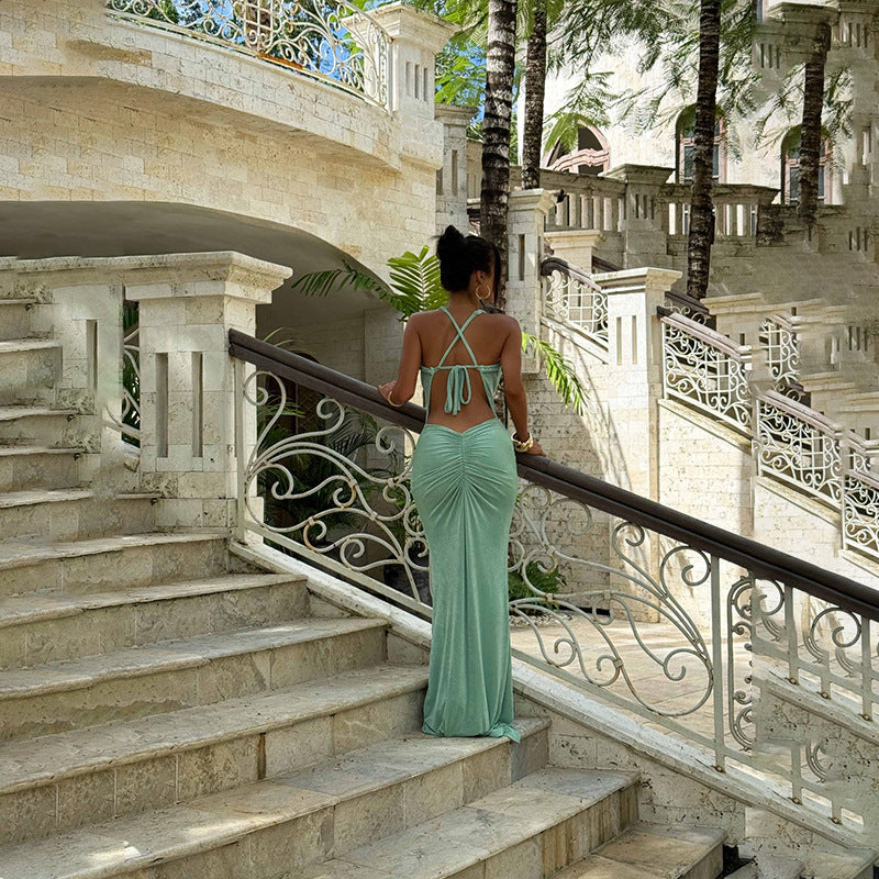 Draped Design Waist-cinching Dress