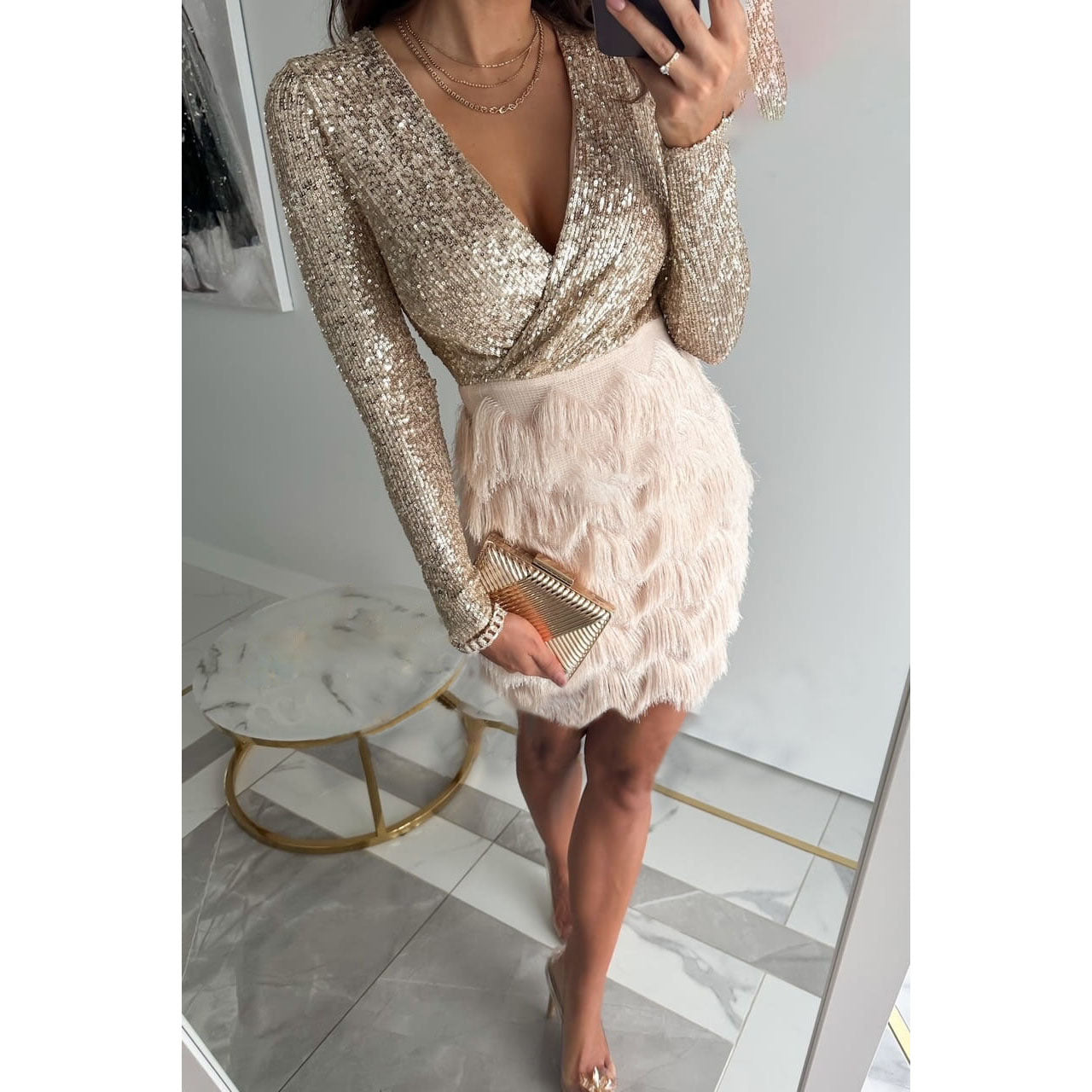 Party Sequins Multicolor Dress