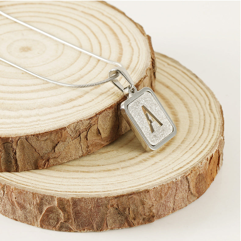 26 Letters Hollow Out Square Necklace