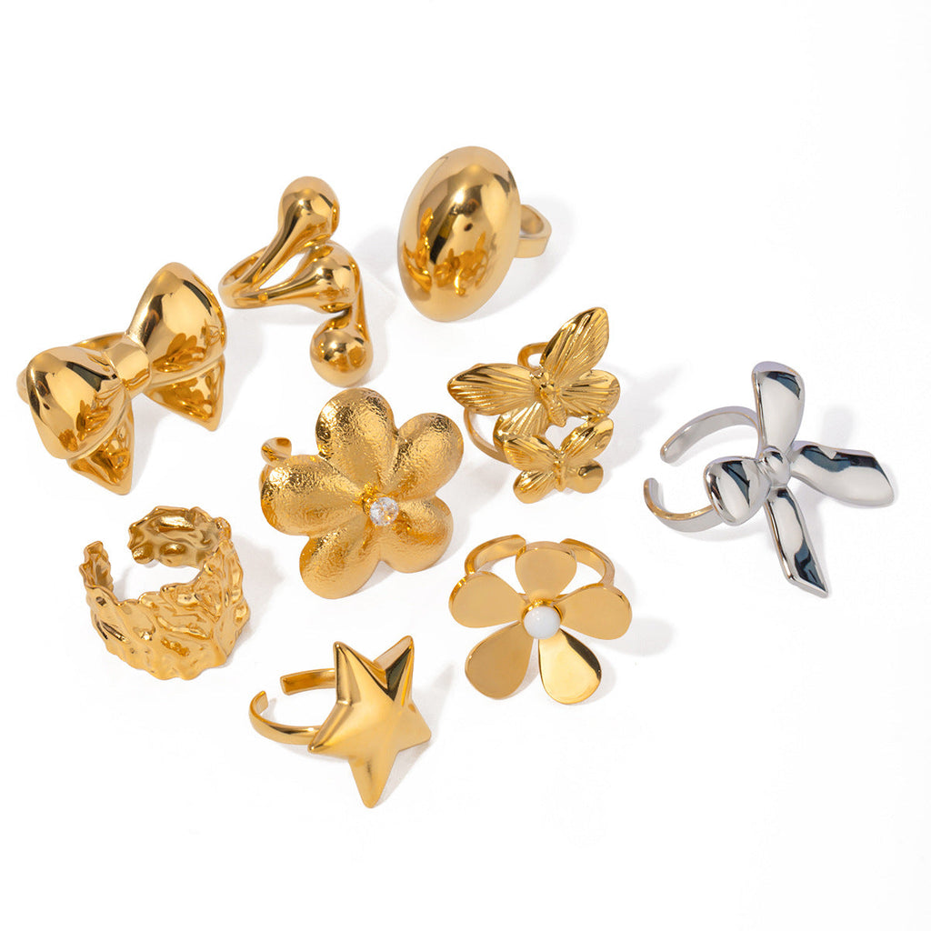 Five Petal Flower Bow Ring