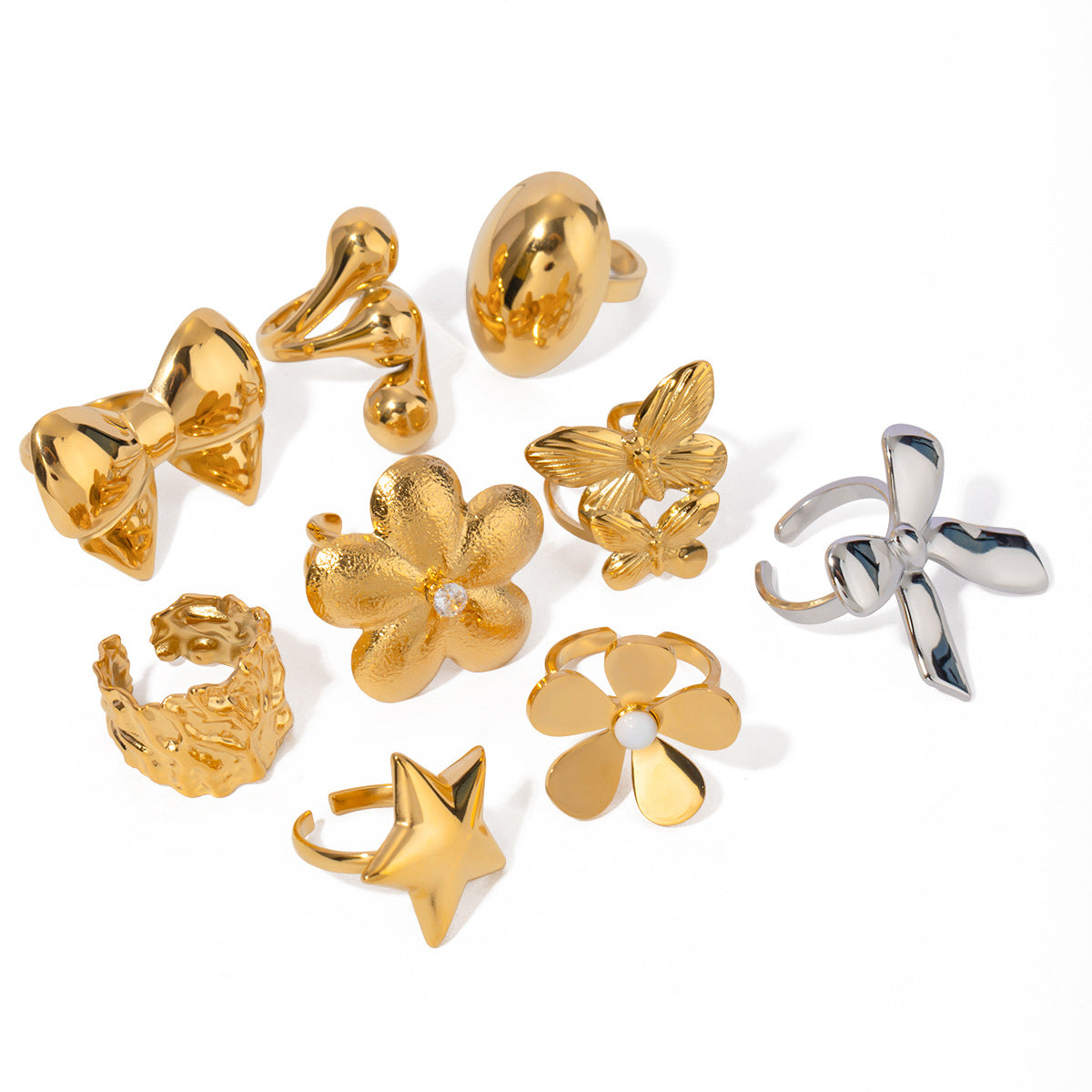 Five Petal Flower Bow Ring