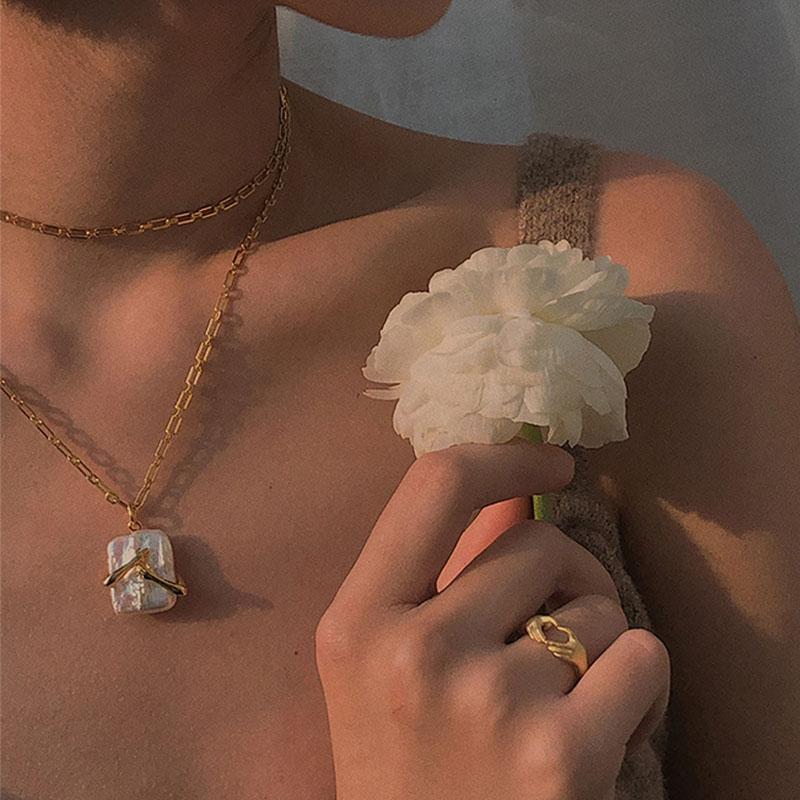 Unique Square Baroque Pearl Necklace