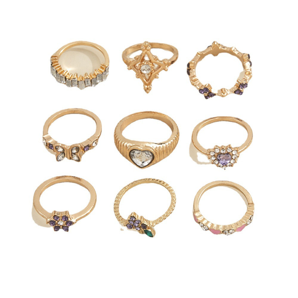 Purple Diamond Grape Flower Ring