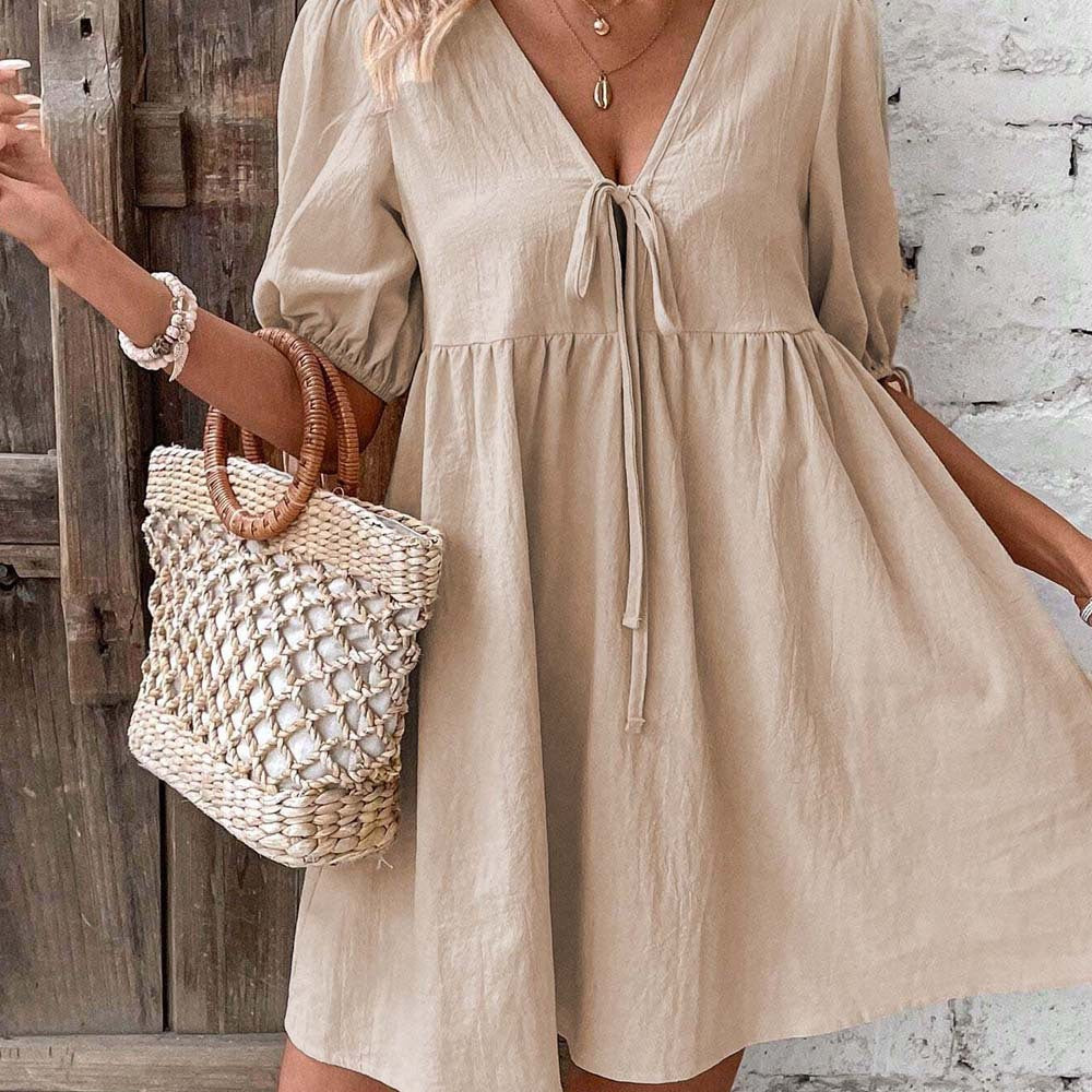 Lace Up A- Line Dress