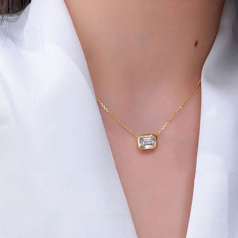 Rectangular Moissanite Necklace For Women